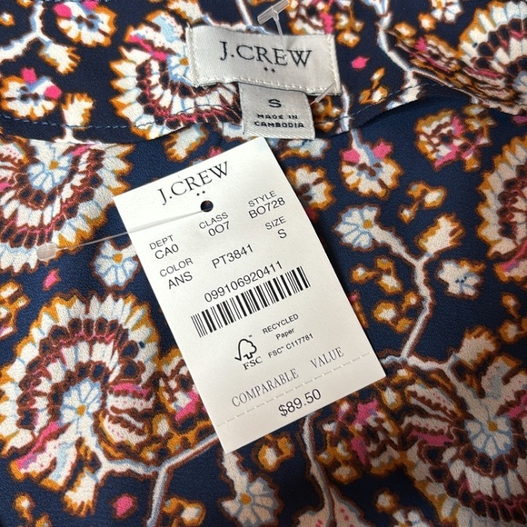 J. CREW Antique Navy Sweet Briar V-Neck Button-Down Blouse Size Small - Picture 8 of 9